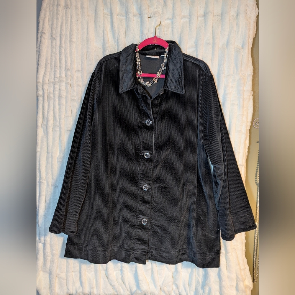 Black Corduroy Button-Up Jacket